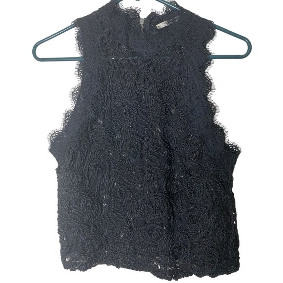 Zara Trafaluc Crop Top Women Sz S Embroidered Lace Zip Up Sleeveless Tank Blouse - Picture 1 of 9